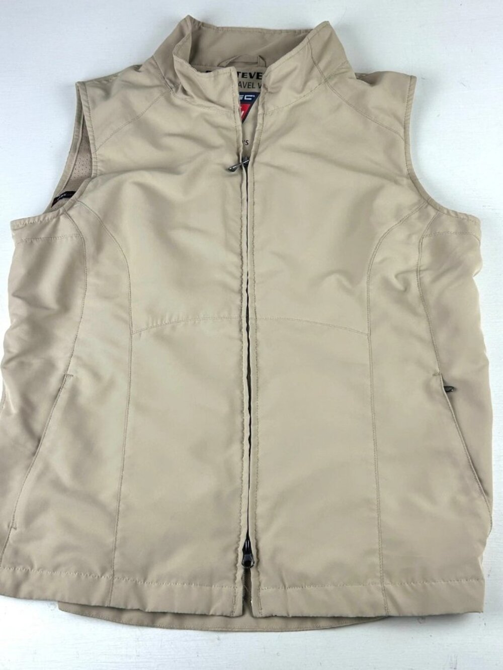 Scottevest RFID Tek Travel Vest Women's L Tan Khaki Polyester Pockets